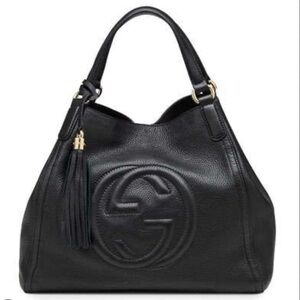 Gucci Black Pebbled Leather Large Soho Shoulder Bag Slouchy